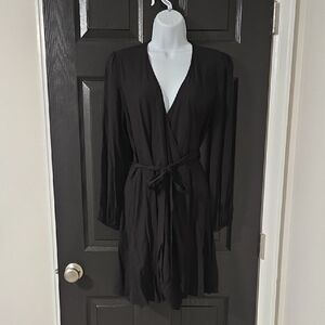 Old Navy Black Long Sleeve Wrap Dress